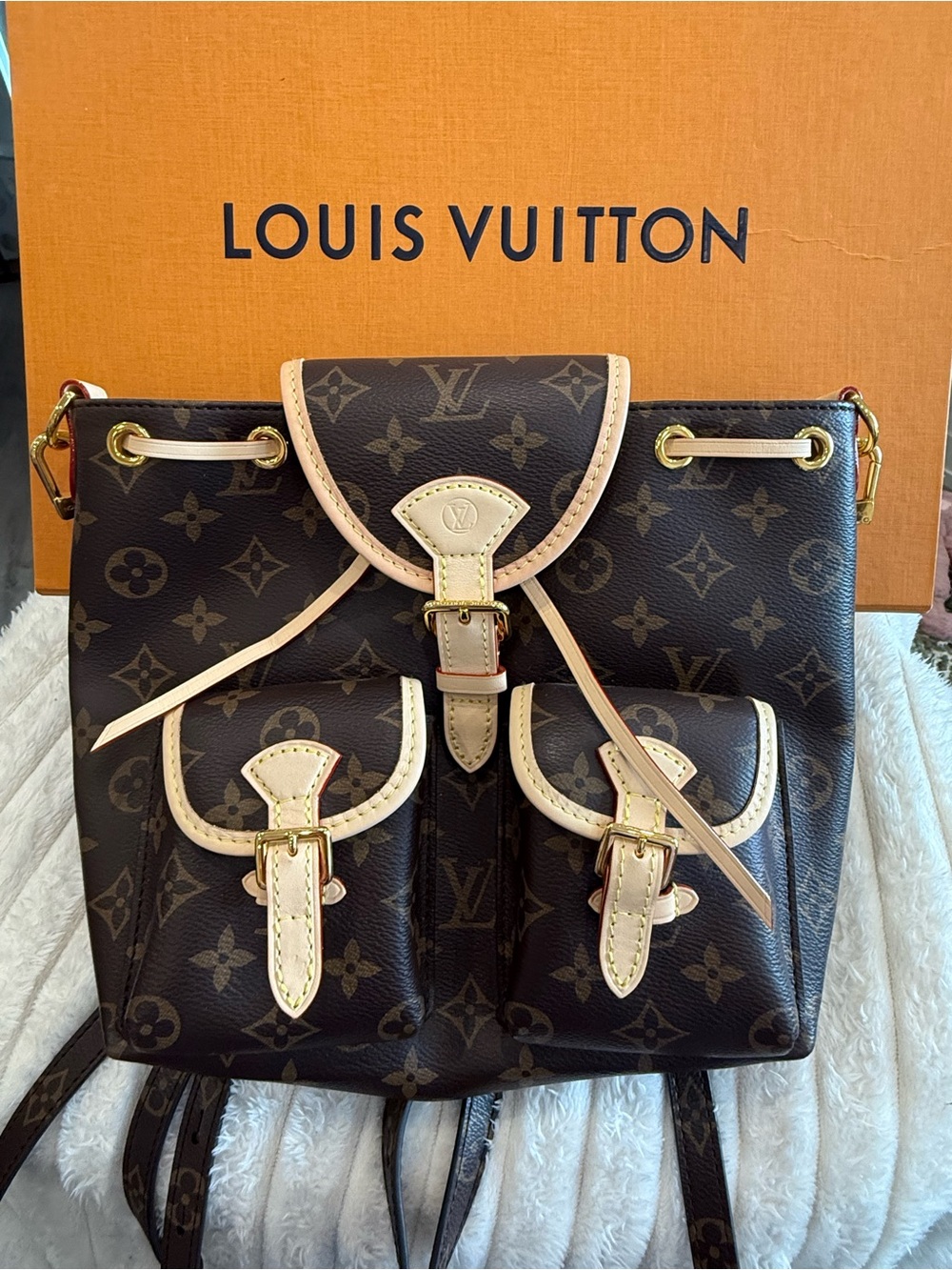 Louis Vuitton Monogram Drawstring Backpack - Brown & Natural